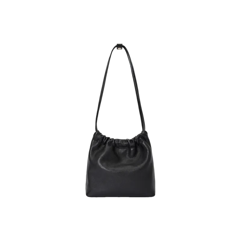CASSILE Italy Version Imported Sheepskin Vegan Leather Trash Bag Crossbody Bag Shoulder Bag Small Size Women's Black-4