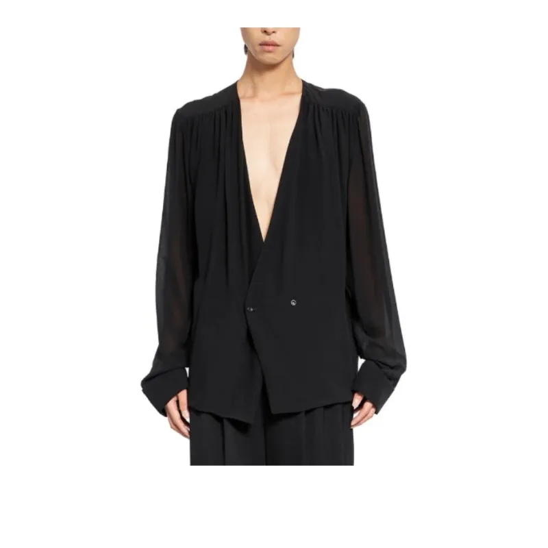 SAINT LAURENT Double Breasted V Neck Top-2