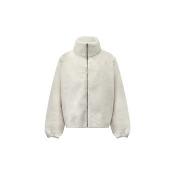 Askyurself Velvet feel Coat Unisex Ecru