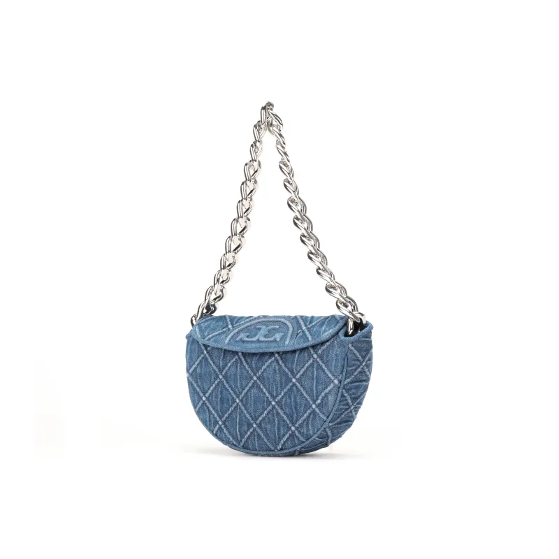 TORY BURCH Fleming Denim Crescent Bag Shoulder Bag Crossbody Bag Handbag Mini Women's Denim Blue-1