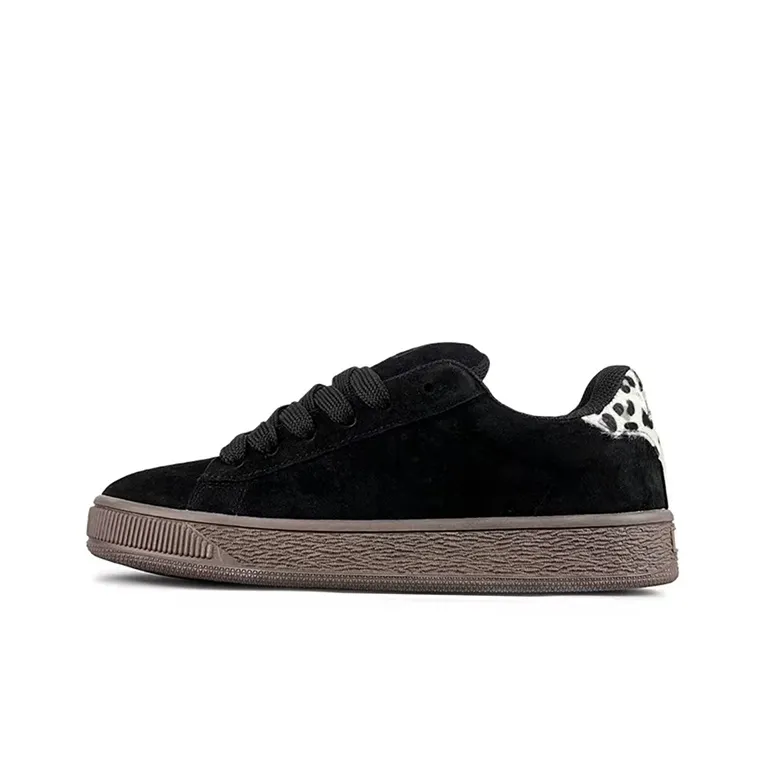 WJA Skateboard Shoes Unisex Low Top Leopard Print Black-0