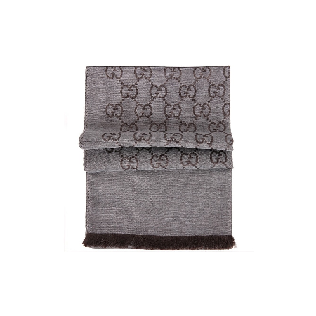 スカーフ GUCCI  Scarves Women Wool Gray/Dark Grey GG wool scarf in grey | GUCCI® US