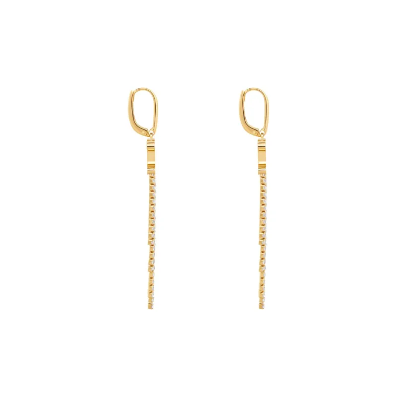 CELINE Triomphe Fringe Earrings In Brass With Gold Finish And Strass-2
