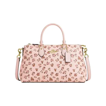 COACH SATCHEL Coated Canvas One Shoulder Handbags Large Size Women's Blush Color