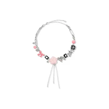 AWE Zircon Titanium Steel Sparkling Heart Bowknot Fall And Winter Collarbone Chain Necklace Women's