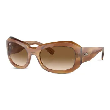 RayBan Cellulose Propionate Irregular Shape Sunglasses Men's Light Brown
