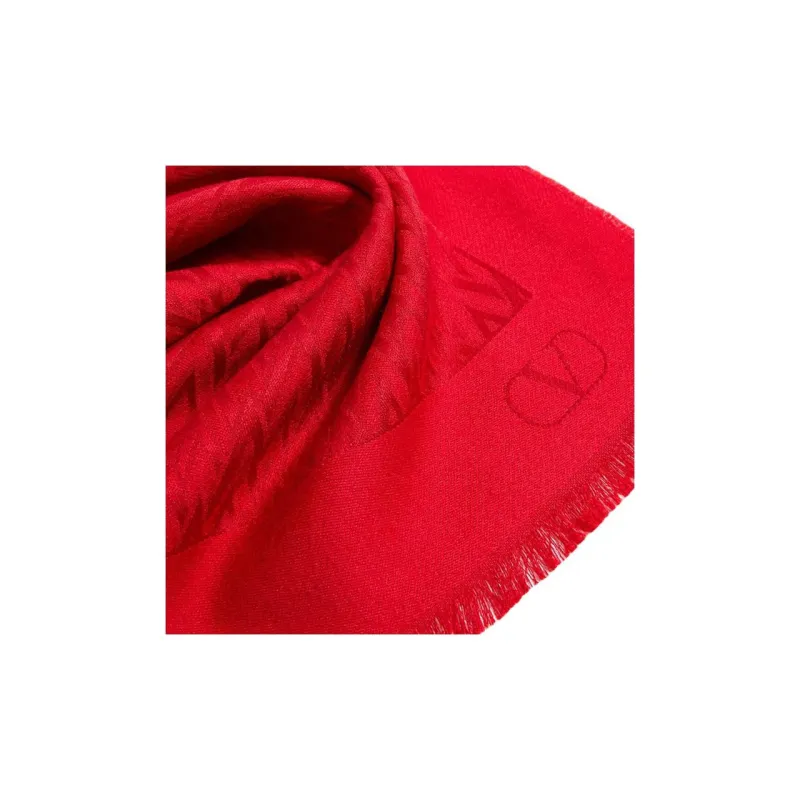 Valentino Silk, Wool Knit Scarves Women's Red-2