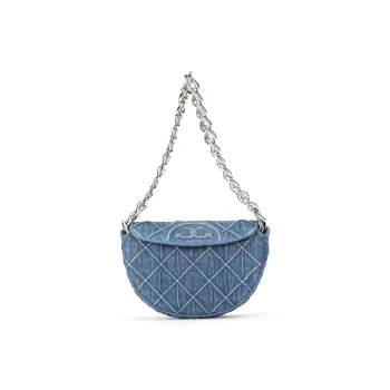TORY BURCH Fleming Denim Crescent Bag Shoulder Bag Crossbody Bag Handbag Mini Women's Denim Blue