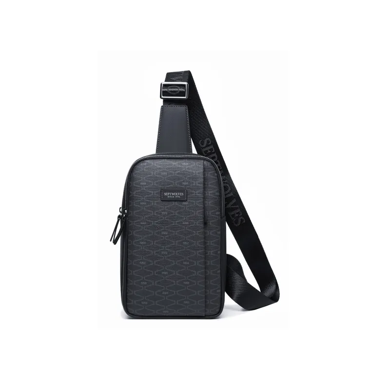 SEPTWOLVES Cow Leather Sling Bag Men's Black-0