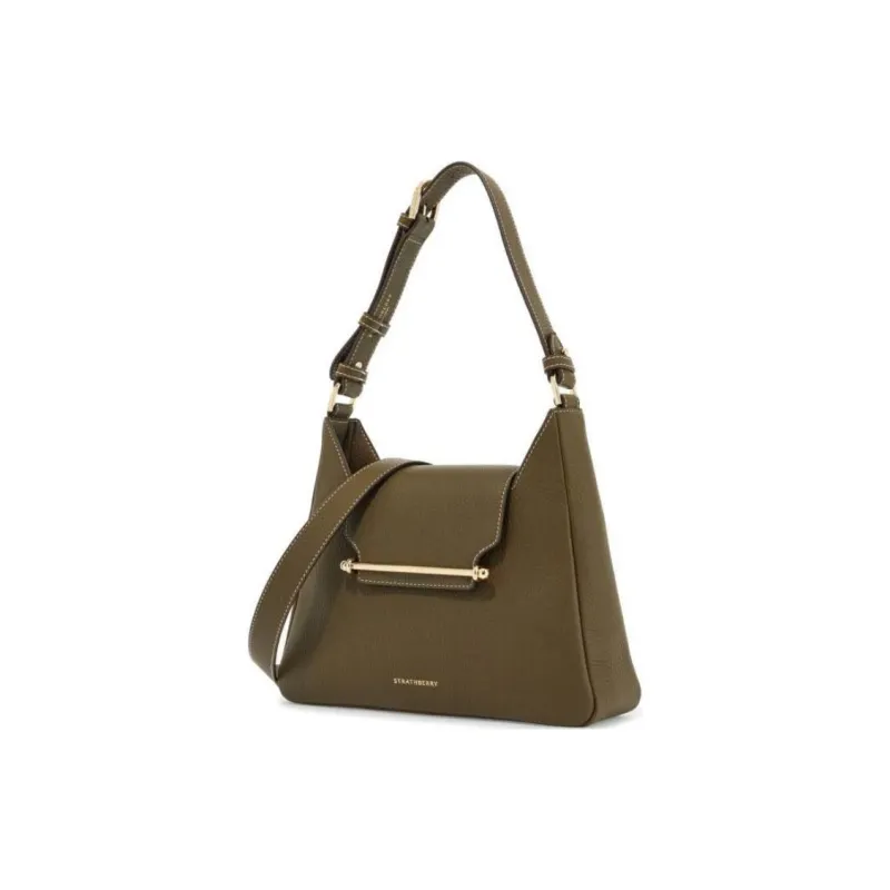 Strathberry Calfskin Hobo Bag Portable Crossbody Bag Shoulder Bag Women's Khaki-1