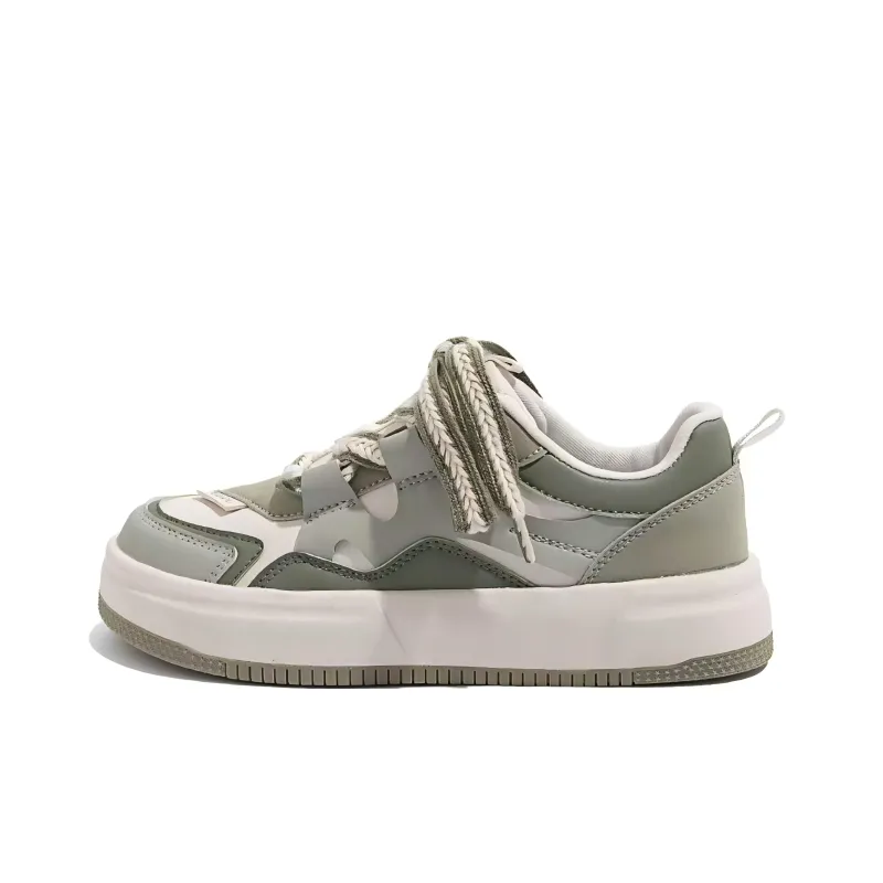 BINGO DUCK Coverage Low Top Skateboard Shoes Women's Avocado Green-1