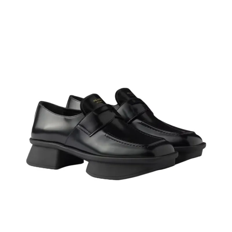 PRADA Equal Loafers 4cm Women's Black-2