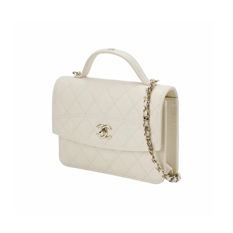 CHANEL Grain Caviar Cow Leather Shoulder Bag, Crossbody Bag, Handbag Women's Ecru-1