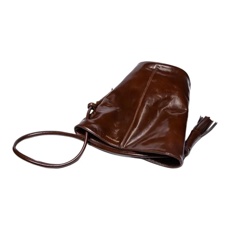 Paloma-wool Cow Leather Bucket Bags Shoulder Bags Medium Size Women's Brown-2