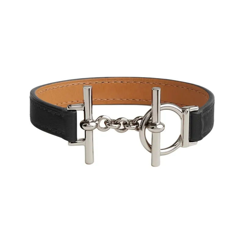HERMES Swift Calfskin, Metal Bangles Women's Black/Brown-0