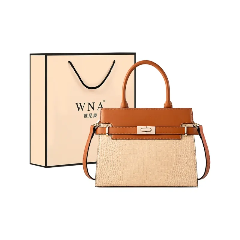 Vigno Synthetic Leather Handbag One Shoulder Crossbody Tote Pack Regular Women's Apricot-6