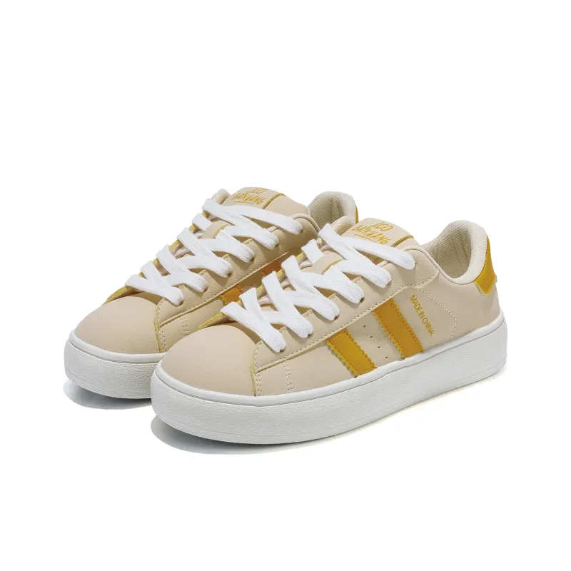 B10CROWN Durable Lightweight And Breathable Low Top Skateboard Shoes Women's Light Yellow-3