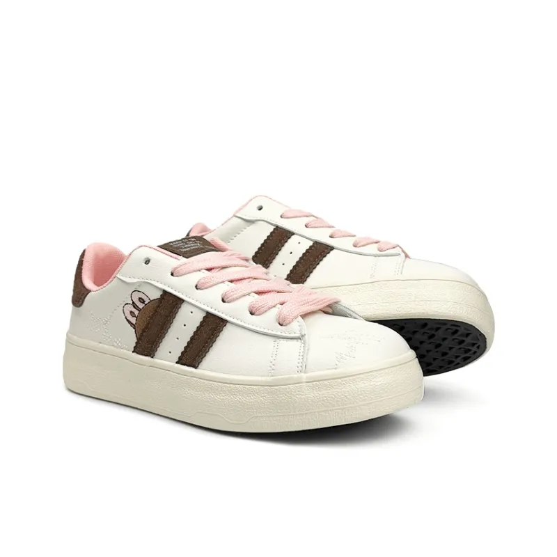 Mengsai Shock Absorbers With Slip Resistant Features Low Top Skateboard Shoes Women's Pink Brown-2