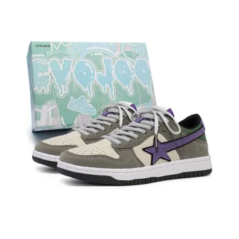 CVOJOO Gift Box Set Wear Resistant Slip Resistant Low Top Skateboard Shoes Unisex Gray Purple