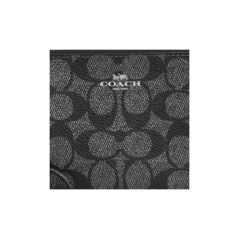 COACH Artificial Leather Wrist Bags Clutches Small Size Women's Black Gray Color-2