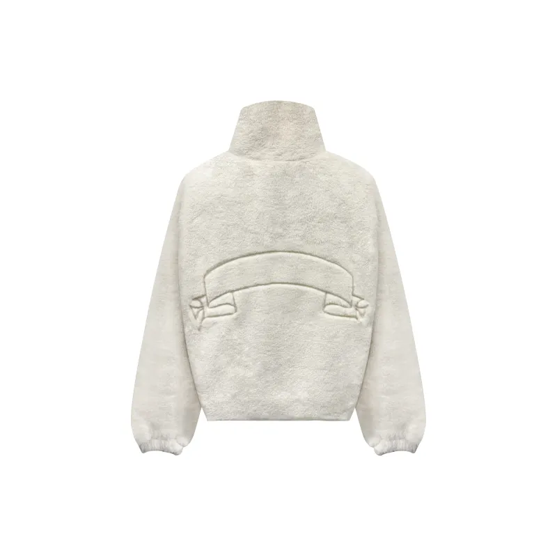 Askyurself Velvet feel Coat Unisex Ecru-1