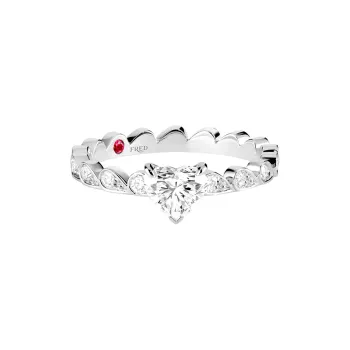 FRED 23K Platinum Diamond Ruby Rings Women's Silver