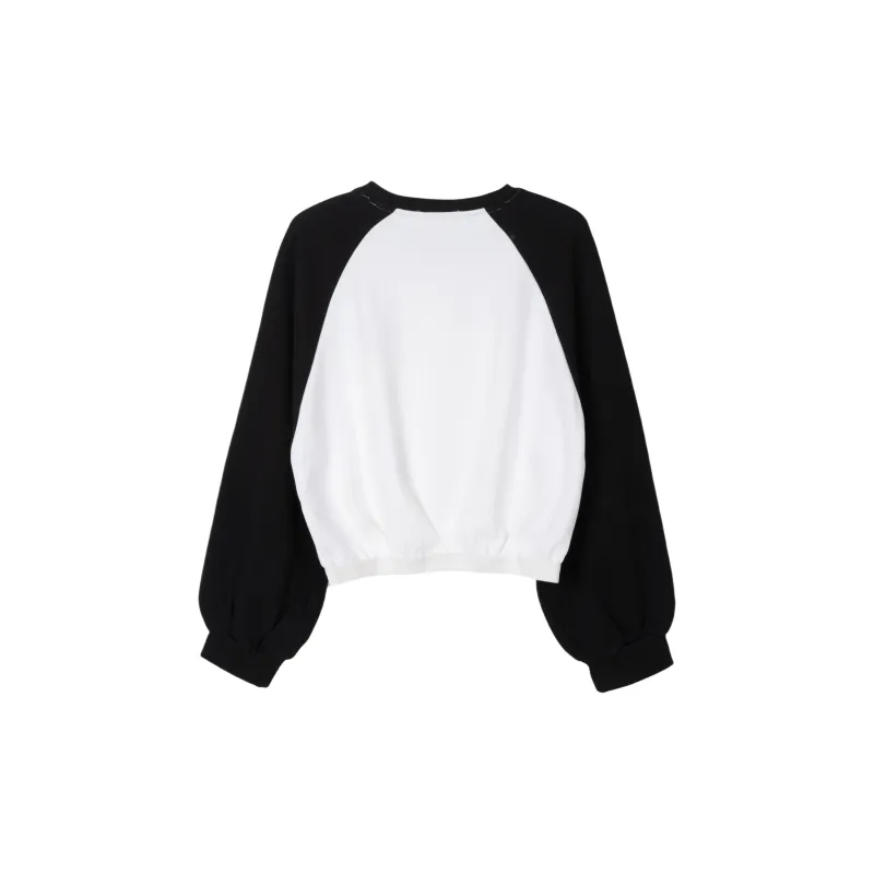 FAWENXIANGZI Sweatshirt Women's Black White-1