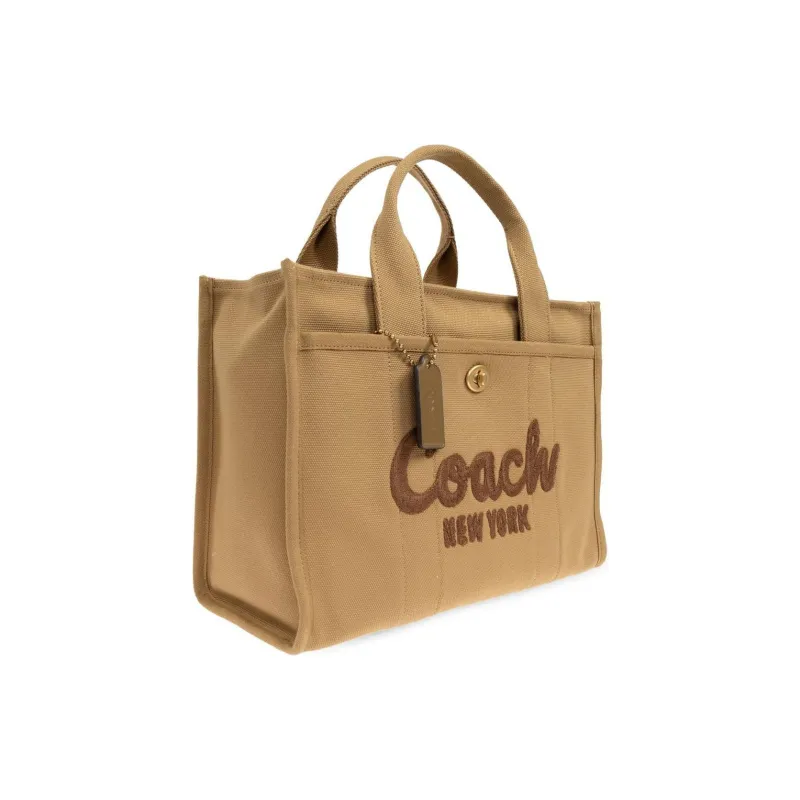 COACH Cargo Cotton Tote Bag Shopping Bag Handbag Large Size Women's Beige-1