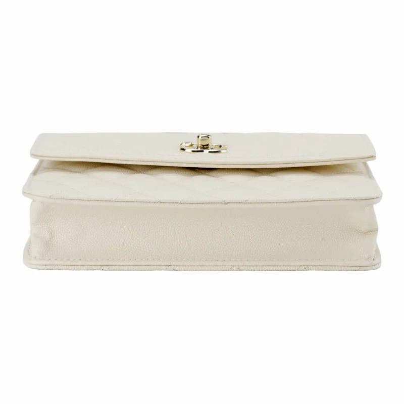 CHANEL Grain Caviar Cow Leather Shoulder Bag, Crossbody Bag, Handbag Women's Ecru-3