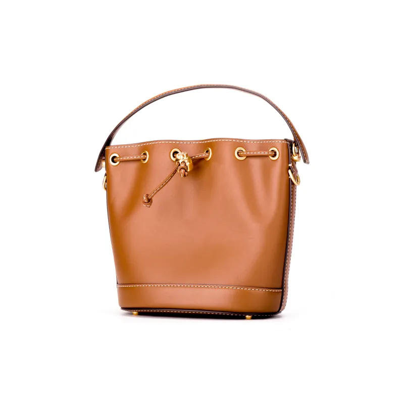 TORY BURCH T Monogram Leather Bucket Bags Shoulder Bag Crossbody Bag Handbag Regular Women's Brown-1