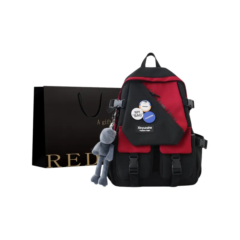 REDOO Nylon Backpack Regular Men's Black/White/Gray/Red-0