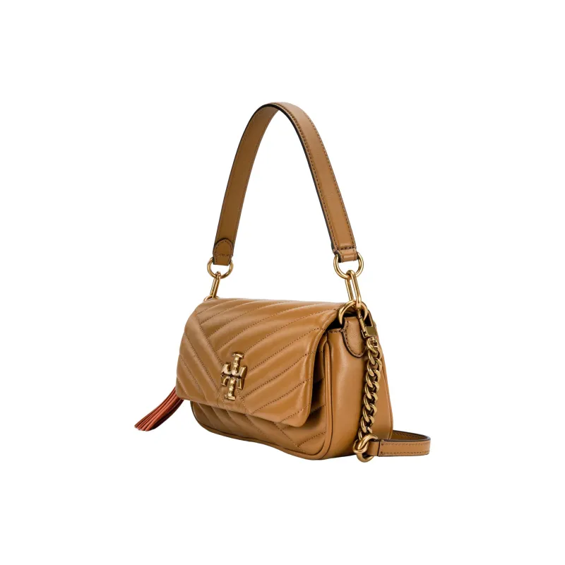 TORY BURCH Kira Leather Shoulder Bag Handbag Shoulder Bag Baguette Bag Small Size Women's Almond Brown-1