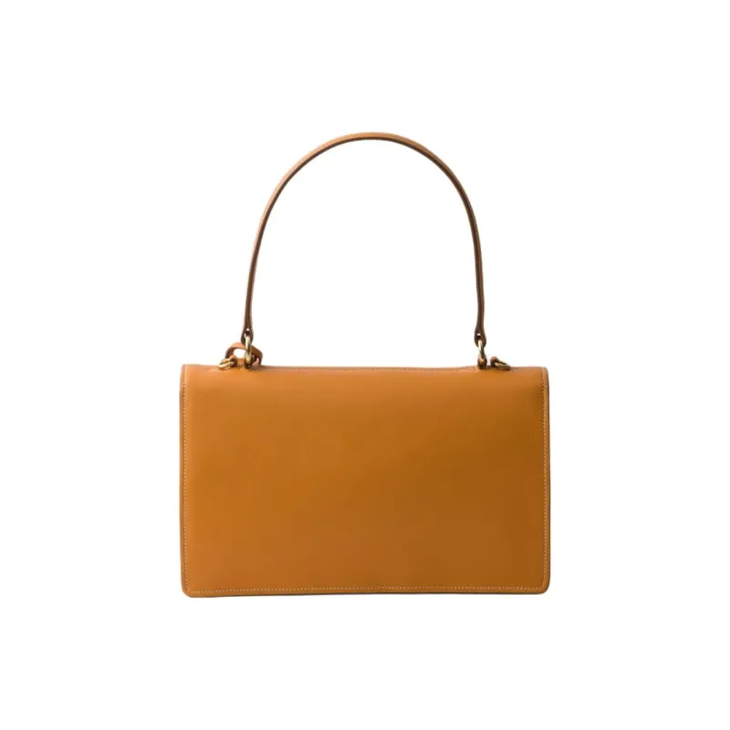 PRADA Calfskin Shoulder Bag Crossbody Bag Handbag Medium Size Women's Amber-2