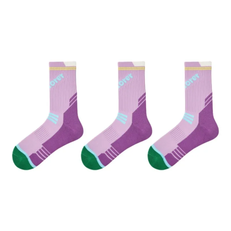 Vine Color Mid Calf Socks Unisex 3 Pack Purple-0