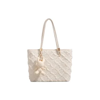 UNITE STAR PU High Value Commute Versatile Tote Shoulder Bag Medium Size Women's White