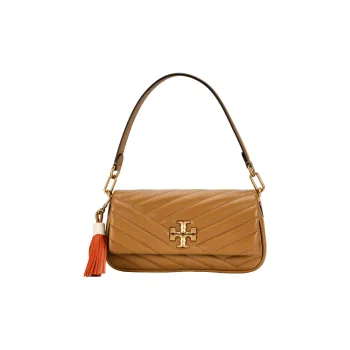 TORY BURCH Kira Leather Shoulder Bag Handbag Shoulder Bag Baguette Bag Small Size Women's Almond Brown