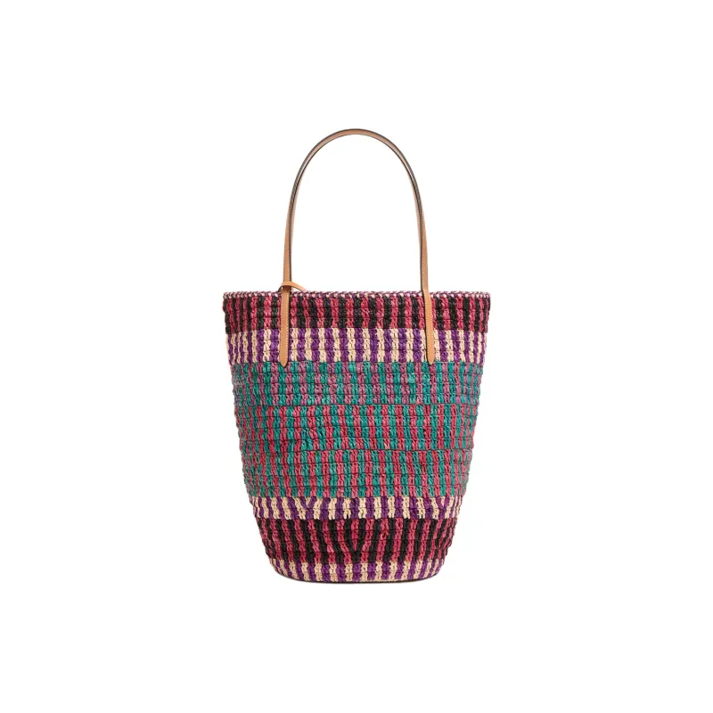 Valentino Vlogo Raffia Tote Bag, Shopping Bag, Handbag, Shoulder Bag Men's Multicolor-3