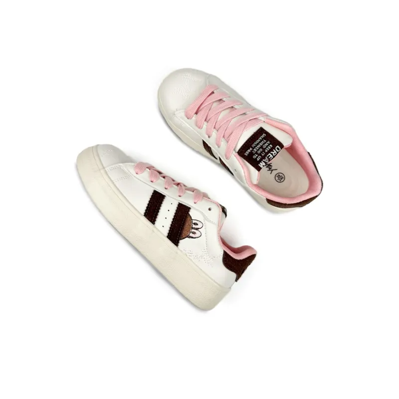 Mengsai Shock Absorbers With Slip Resistant Features Low Top Skateboard Shoes Women's Pink Brown-5