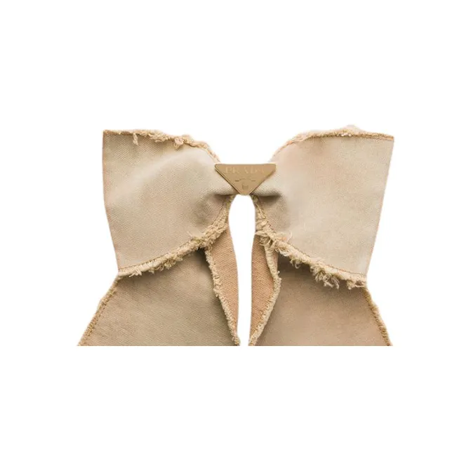 PRADA Canvas Hair Clips Women's Beige Yellow-2