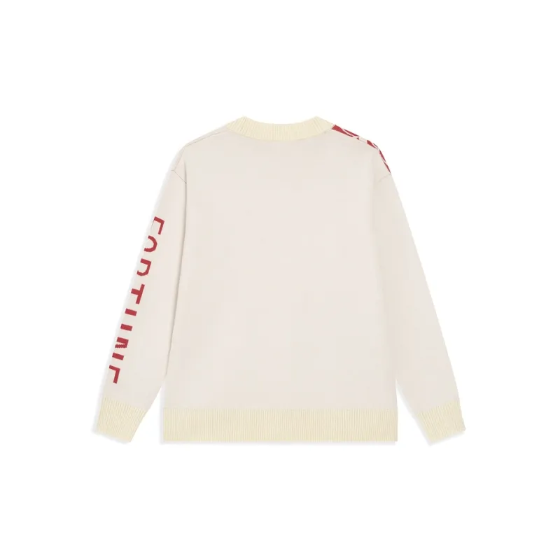 XTEP Knitwear Women's Mountain Moon White/Enchanted Red-1