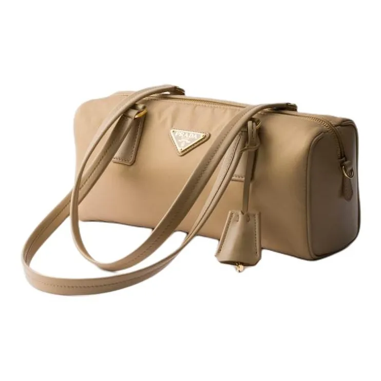 PRADA Recycled Nylon Handbag, Shoulder Bag Medium Size Women's Camel Brown-1