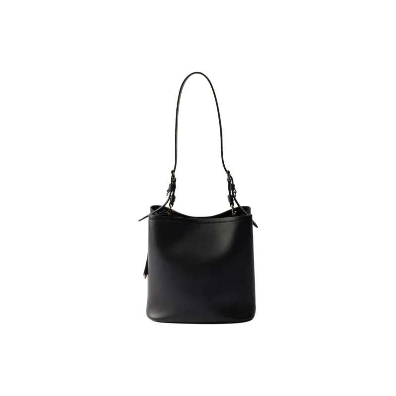 PRADA Leather Shoulder Bag Medium Size Women's Black-2