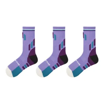 Vine Color Mid Calf Socks Unisex 3 Pack Purple