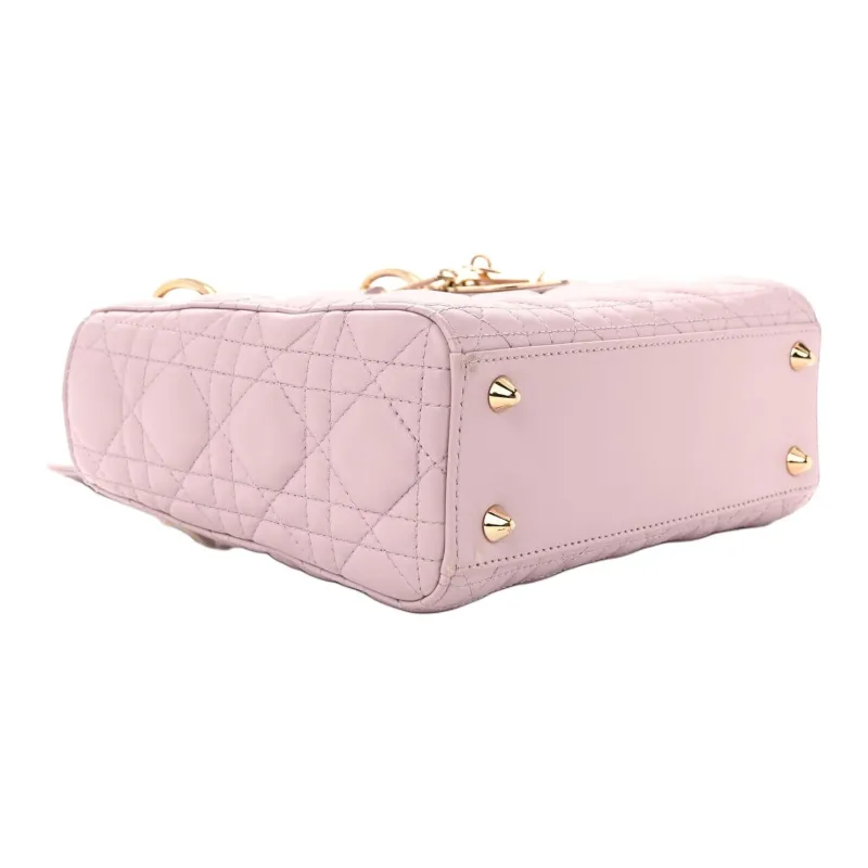 DIOR Lady Dior Sheepskin Tote Bag, Shopping Bag, Shoulder Bag, Crossbody Bag, Handbag Trumpets Women's Vintage Pink-5
