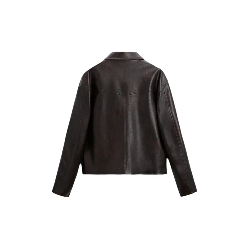 ZARA Leather Jacket Men's Dark Brown-1