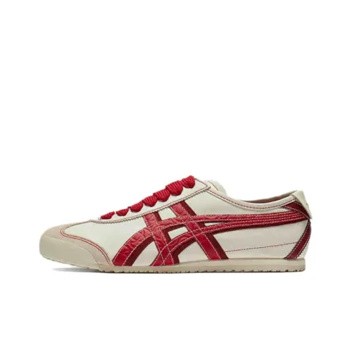 Onitsuka Tiger MEXICO 66 Anti Slip Wear Resistant Low Top Casual Shoes Unisex White Red
