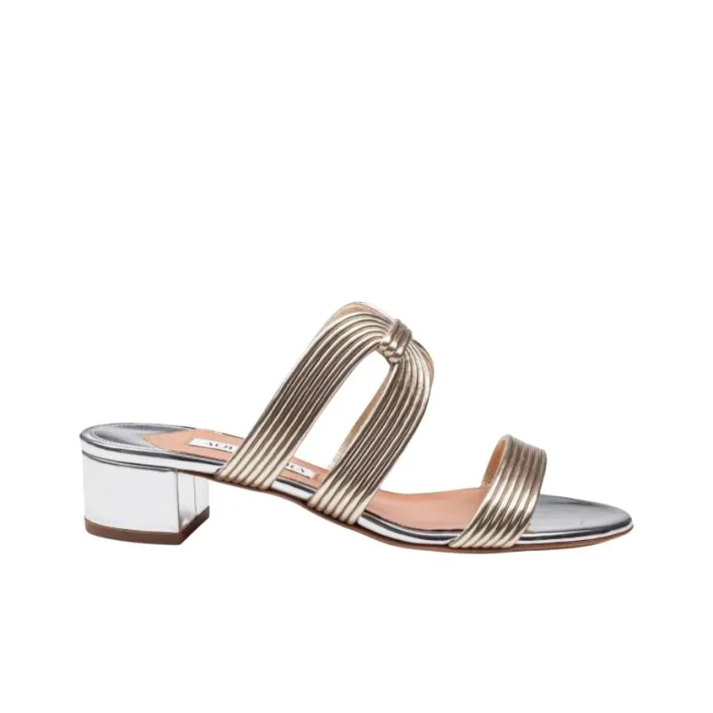 AQUAZZURA Slide Slippers Women's Light Gold/Silver-1