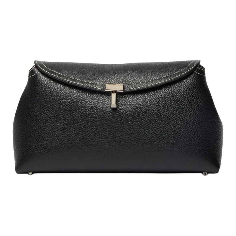 TOTEME Cow Leather One Shoulder Crossbody Clutch Women's Black-0