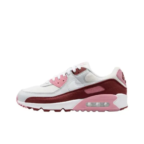 Nike Air Max 90 Anti Slip Wear Resistant Low Top Casual Running Shoes Unisex White Red