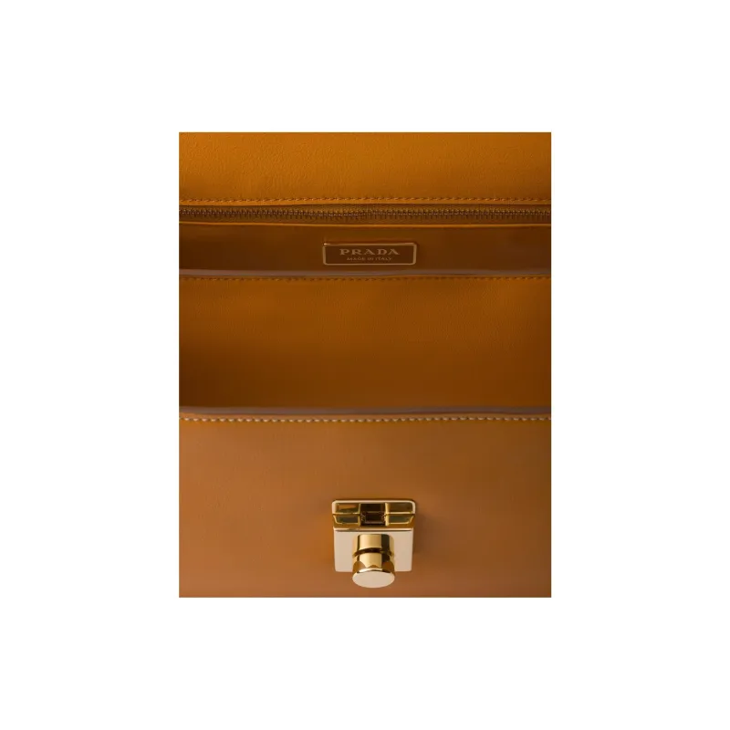 PRADA Calfskin Shoulder Bag Crossbody Bag Handbag Medium Size Women's Amber-4